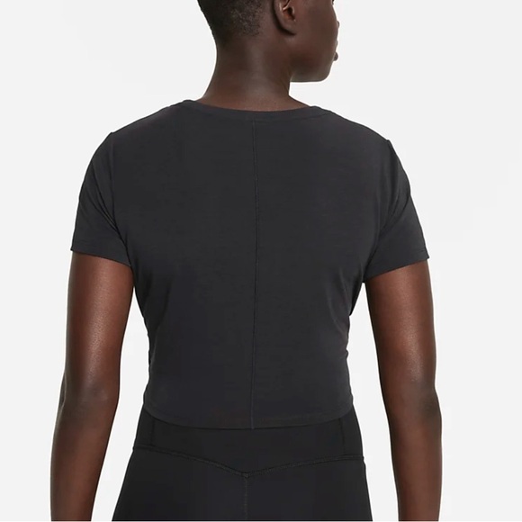 Nike Womens Dri-FIT One Luxe Twist Cropped Short-Sleeve Top Black Medium - Picture 2 of 6
